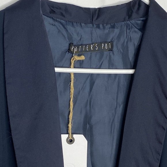 Potter's Pot Vest Women M Blue Casual Dressy Open Front Faux Pockets - Picture 6 of 9